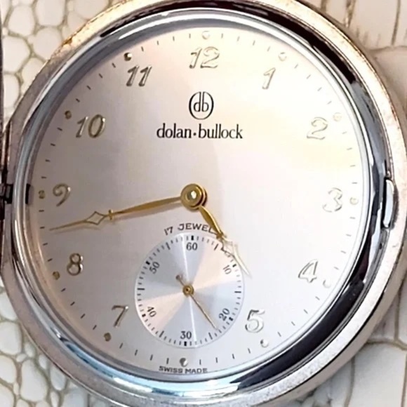 💋Dulan Bulluck Swiss 17 Jewel Pocket Watch Brand New Silver/Gold - Picture 2 of 9